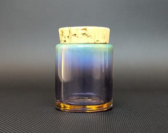 Tarro de bolsillo de vidrio morado con ahumado plateado y corcho hermético