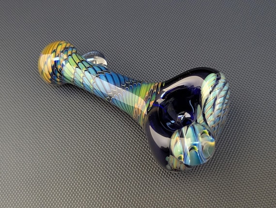 Vortex Glass Pipe // Cobalt // Silver and Gold Fuming