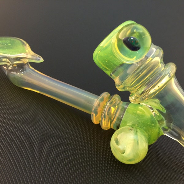 Glass Pipe // Color Changing Silver Fumed Slyme Sherlock w/ Kickstand // Fire Opal