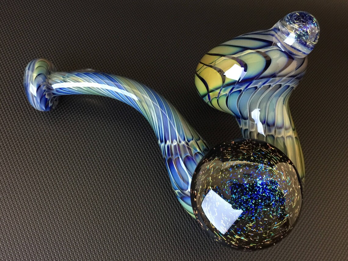 SALE // Sherlock Glass Pipe // Large Hand Blown Cobalt Wrap & Etsy