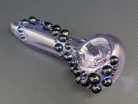 Hand Blown Glass Pipe, Sparkle Pipe, Tobacco Pipe, Blue Stardust, Pipes For Smoking, Glass Smoking Pipe