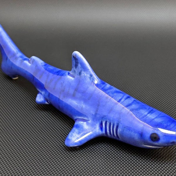 Ceramic Shark Pipe // Blue Glass Glazed // Ceramic Pipe