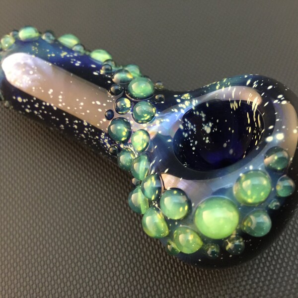 Galaxy Glass Pipe // Hand Blown Cobalt Space Spoon // Slyme Trail