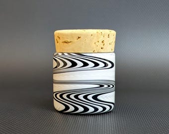 Black and White Glass Mini Pocket Jar with Airtight Cork