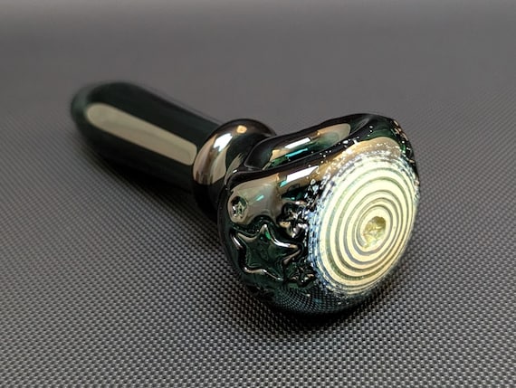 Blue Green Glass Pipe //  Star Clusters // Caramel Spiral