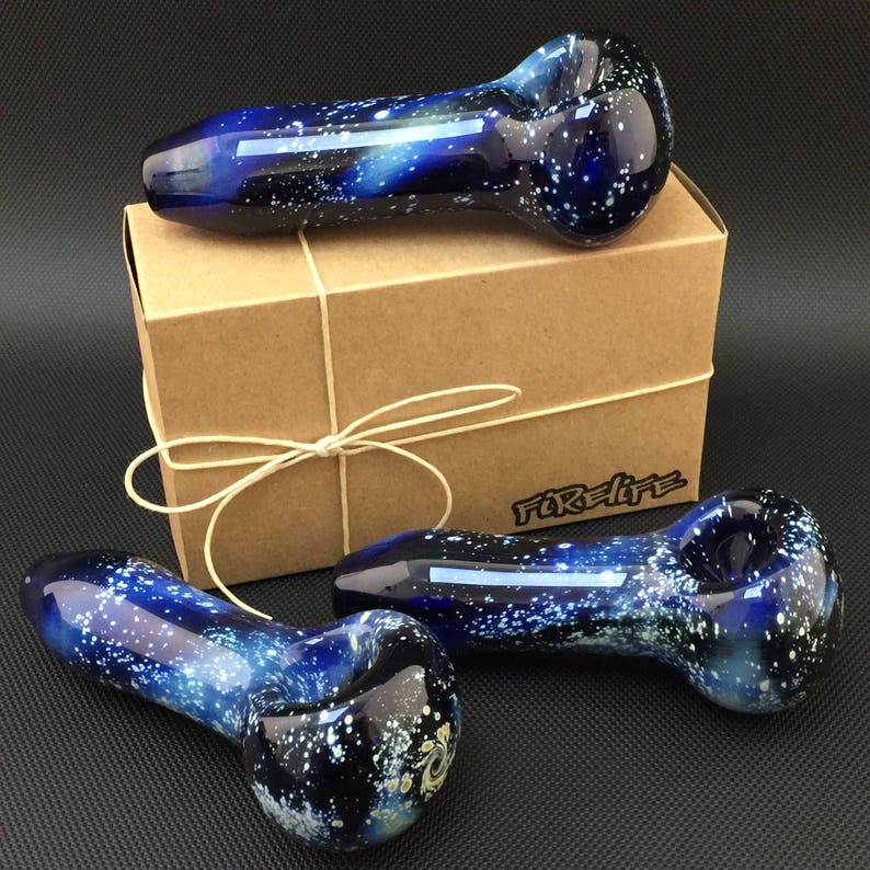 Hand Blown Glass Pipe, Galaxy Pipe, Spoon Pipe, Tobacco Pipe, Blue Pipe, Pipes For Smoking, Smoking Bowl, Heady Pipe, Glass Smoking Pipe image 4