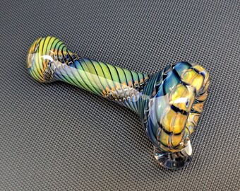 Glass Pipe // Chillum // Silver and Gold Fuming // Wrap and Rake // Chillum Pipe