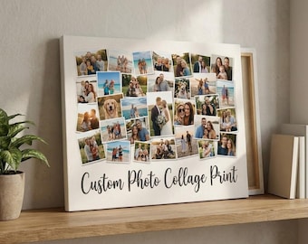 Custom Photo Collage Print, Year in Review Poster, Family Picture Collage, Personalized Christmas Gift for Mom, Large Wall Art, Memory Board