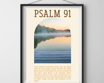 Psalm 91 Print, Christian Wall Art, Bible Verse Wall Art, Scripture Art, Housewarming Gift, Christmas Gift Idea, Anniversary Birthday Gift