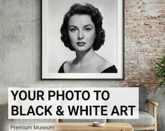 Custom Black and White Photo Print, Personalized Monochrome Framed Wall Art, Large Portrait from Photo, Photo Gift