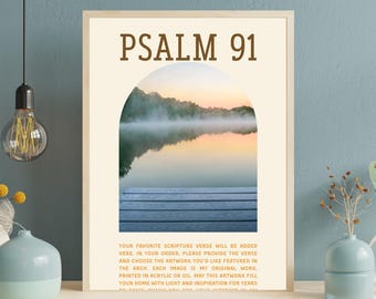 Psalm 91 Modern Scripture Print, Elegant Christian Wall Art with Bible Verse, Perfect Housewarming & Christmas Gift