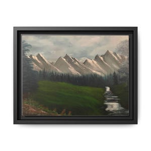 Framed Mountain Waterfall Canvas Print: Scenic Landscape Art