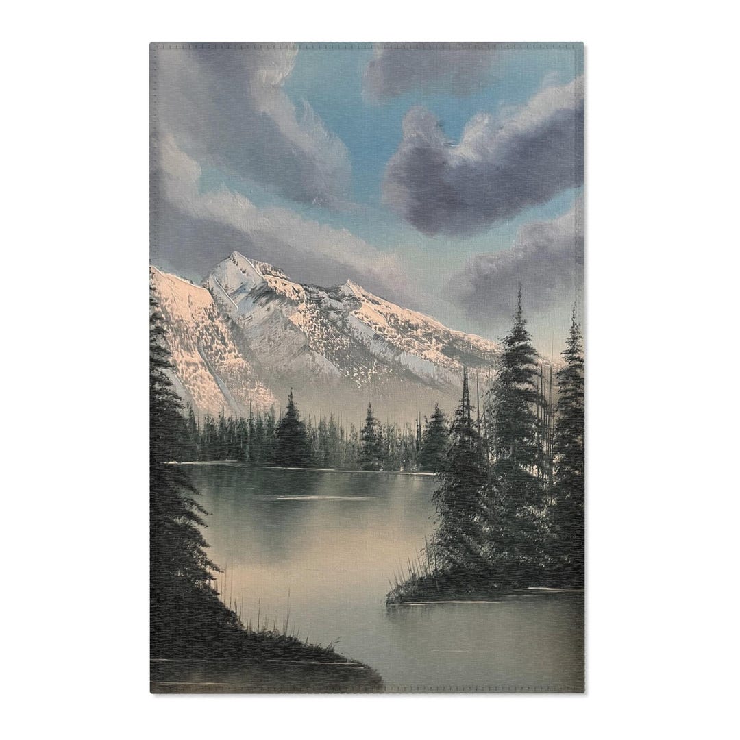 Lake Theme Rug Mountain Lake Area Rug: Cozy Nature Design, Boho Style - Etsy