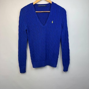 Ralph Lauren Sport Womens Cable Knit Long Sleeve Blue Sweater size M