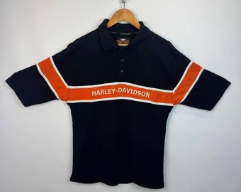 Harley Davidson Mens S Shirt Emboidered Mechanic Garage Black Orange