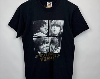 Vintage 90s The Beatles Tshirt Liverpool Birthplace OF The Beatles Graphic Tee Retro Rock Merch