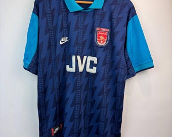 Vintage Arsenal 1994/95 Away Jersey Nike JVC Blue Lightning Shirt Retro