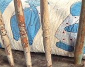 Dutch Doll Quilt, Vintage 1930s Overall Sam and Sunbonnet Sue Quilt, Blue Bordered Quilt Blanket