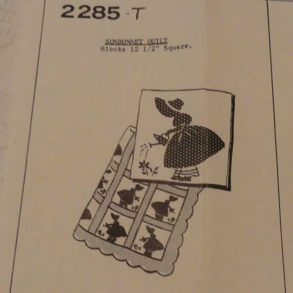 Sunbonnet Sue Quilt Pattern Mrs. Anne Cabot Mail Order Pattern from 1970's
