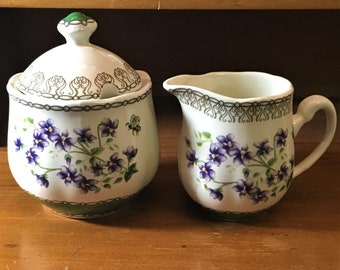 Maggie's Garden Creamer and Lidded Sugar Bowl Set - Mcintosh