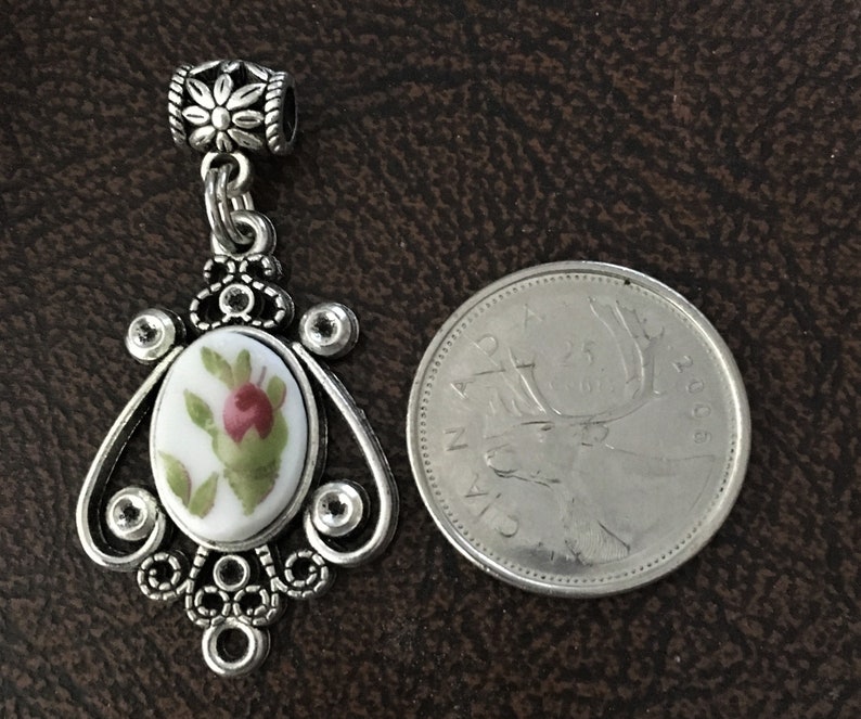 Haviland Moss Rose Broken China Pendant