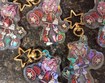 Sonic the Hedgehog Amy Rose 2.5' Holographic Acrylic Keychain - Etsy Canada