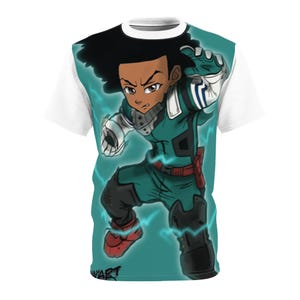 Anime Crossover Unisex Tee, My Hero Academia Shirt, Huey Freeman Deku Tee, Cartoon Character Graphic Tee, Comic Book T-Shirt
