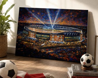 Arsenal Emirates Stadium Wall Art, Football Fan Gift, Soccer Stadium Canvas Print, Man Cave Decor, Premier League Artwork