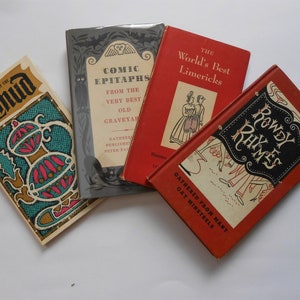 Comic Epitaphs, Worlds Best Limericks, Rowdy Rhymes, Wit and Wisdom of the Talmud, Four Vintage Peter Pauper Press Books