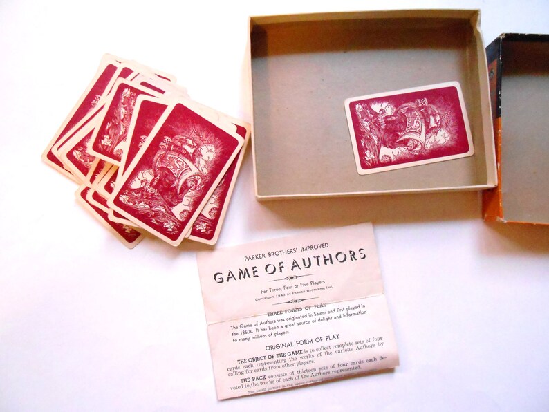 Authors Card Game 1943 Vintage Card Game Etsy