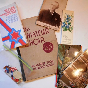 Papel efímero, Vintage, 22 postales, pegatinas, mapa de Israel, Foto antigua, libro de coro