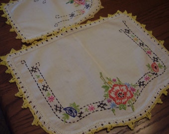 Vintage Embroidered Dresser Set