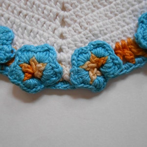 Vintage Crocheted Doily, Hotpad, White and Turquoise image 5