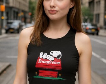 Cartoon Dog Lovers pop art graphic design women's tank top [summer beach fashion trendy creative funny pet exercise activewear gift]