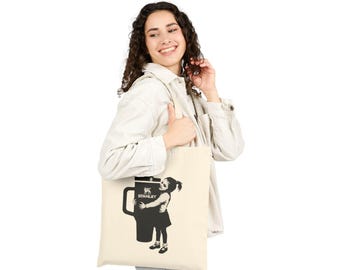 pop culture street art girl hugging cotton canvas tote bag [banksy stanley inspired] tumbler mug cup 40oz lovers eco-friendly shopping gift