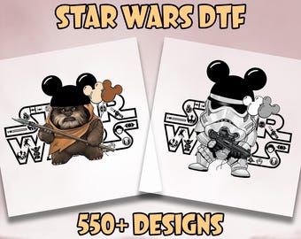 Star Wars DTF Transfer, Disney Star Wars Ready To Press, Star Wars Characters DTF, Disney Trip DTF, Ewok Dtf, Stormtrooper Dtf, Heat Press