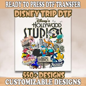 Hollywood Studios Disney DTF Transfer, Mickey and Friends Ready To Press, Disneyworld Full Color DTF Print, Heat Press Dtf, Cold Peel Dtf