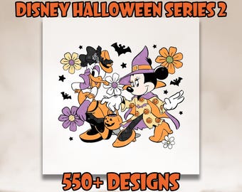 Minnie and Daisy Halloween DTF, Disney Halloween DTF Transfer, Ready To Press, Mickey and Friends Dtf, Heat Transfer, Direct To Film