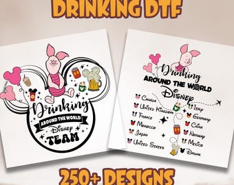 Drinking Around The World Team DTF Transfer, Disney Drinking Print, Heat Press Transfer, Epcot Dtf, Here For The Snacks Dtf, Ready To Press