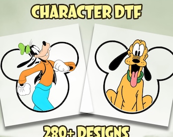 Disney Characters DTF Transfer, Disney Trip DTF, Disney Ready To Press, Disneyland DTF, Mickey And Friends Image Transfer, Pluto Goofy Dtf