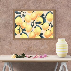 Printable Vintage Lemon Botanical Print, Citrus Wall Art Digital Download, Fruit Kitchen Decor, Cottagecore Printable Artwork
