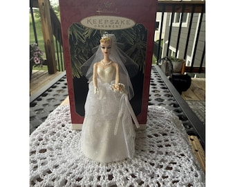 1997 New Hallmark Christmas Ornament Wedding Day Barbie Bride QXI6812 Mint inBox