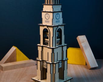 Laser geschnittener Glockenturm Puzzle – DIY Architektur Modell STEM Geschenk