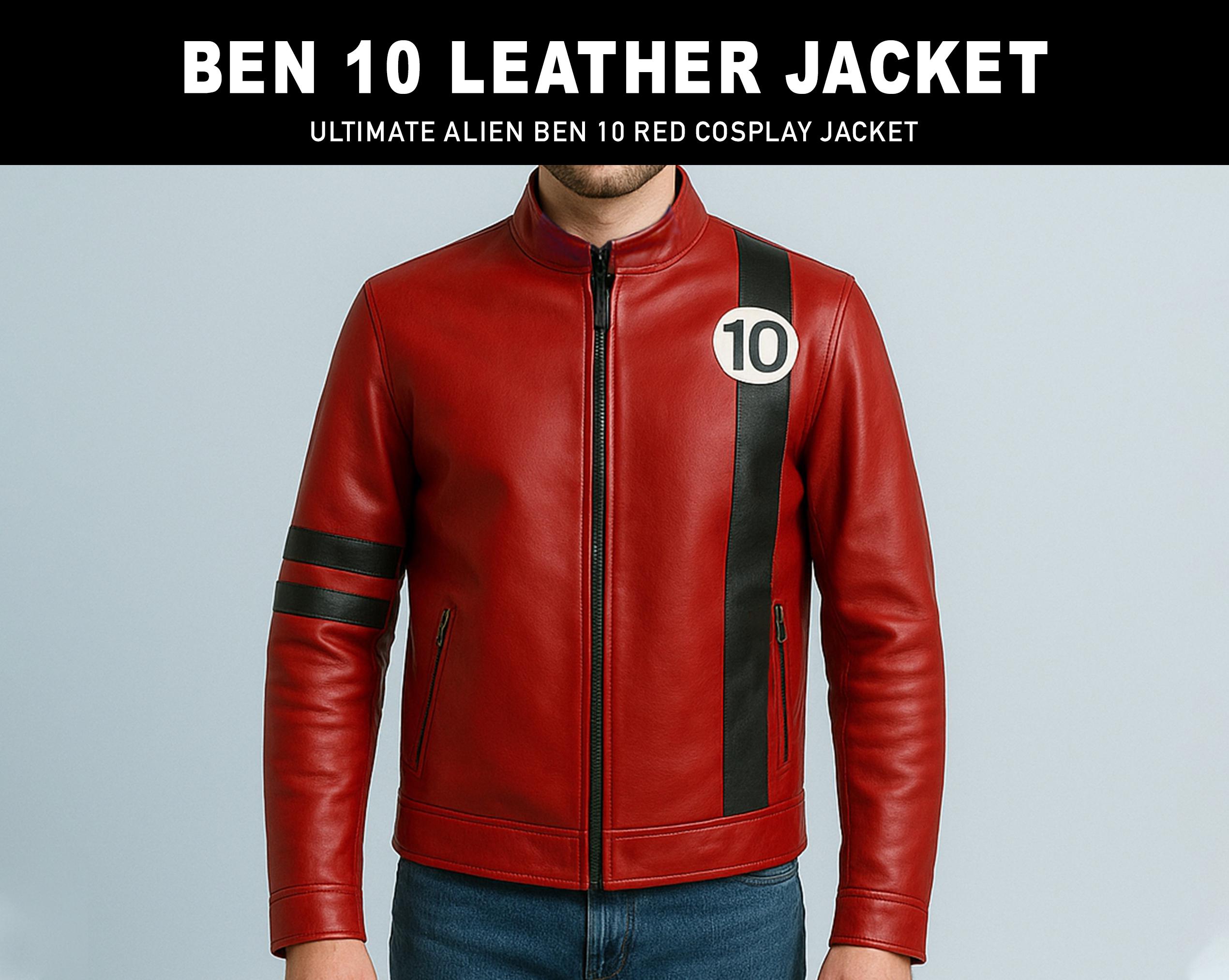 Inspired Ben 10 Red Leather Jacket Ben Tennyson Cosplay