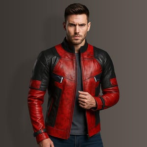 Deadpool Leather Jacket Men Red Black Biker Jacket Ryan Reynolds Cosplay Superhero Comic Con Costume