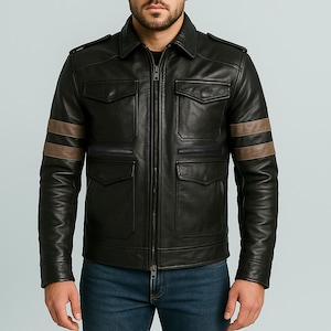 Handmade Resident Evil Inspired Jacket Leon Kennedy Cosplay Leather Jacket | RE6 Gamer Inspired Biker Style Coat