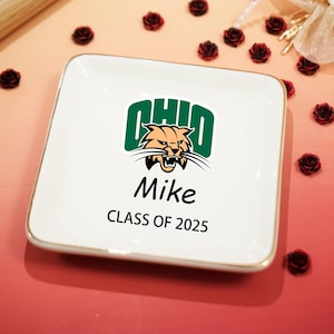 Personalized Graduation Gifts for Her, Custom University Logo Trinket Ring Dish, Class of 2025 College Graduation, Graduation Jewelry Dish
