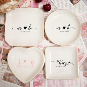 Regalos de compromiso personalizados, plato para anillos de boda, porta anillos de compromiso, regalo para novia, regalo para pareja, regalo de aniversario, despedida de soltera