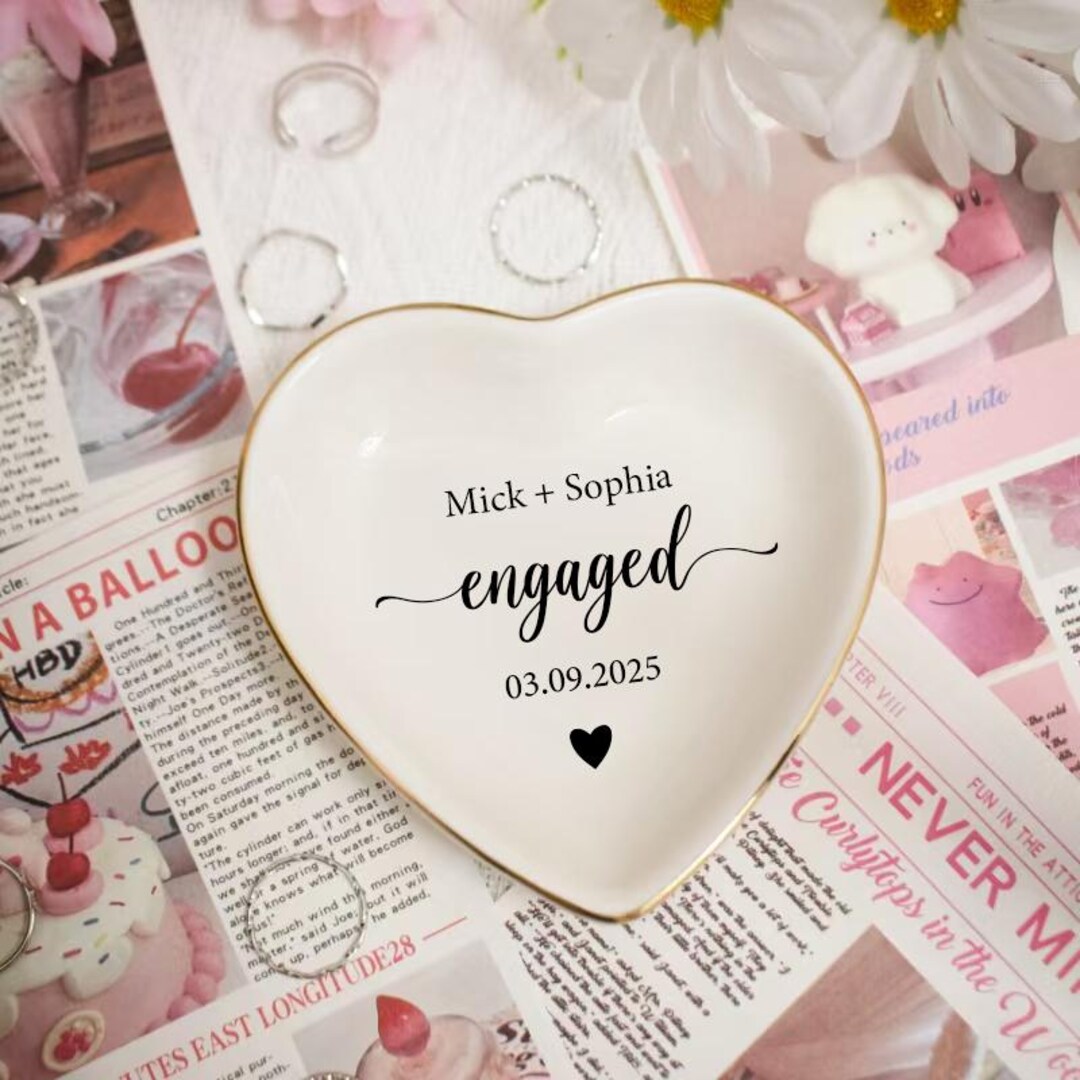 Personalized Engagement Ring Dish, Custom Ceramic Jewelry Holder ...