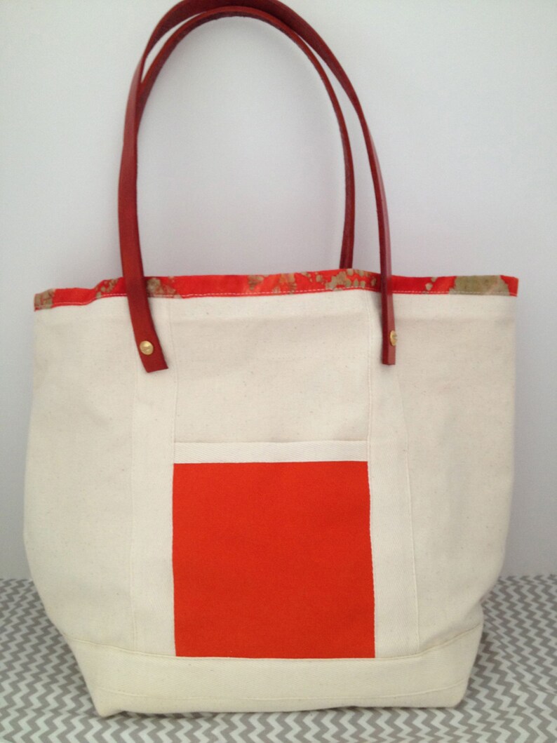 orange canvas tote bag